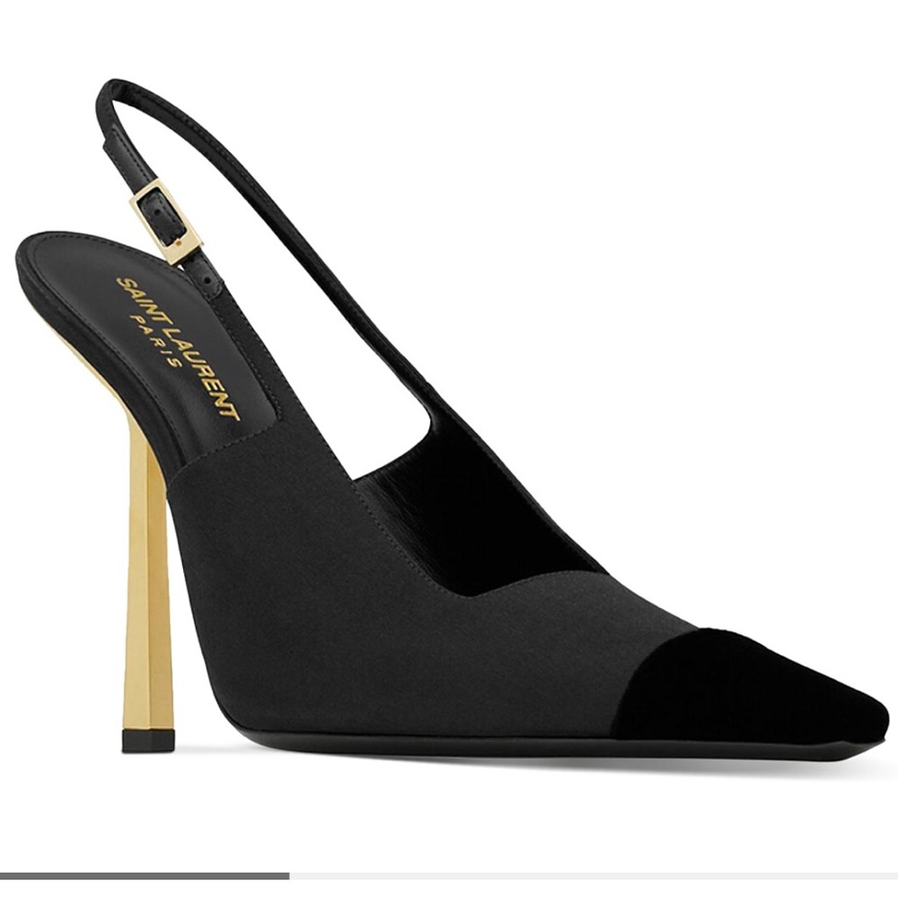 Saint Laurent Black and Gold Heels - Picture 2 of 5